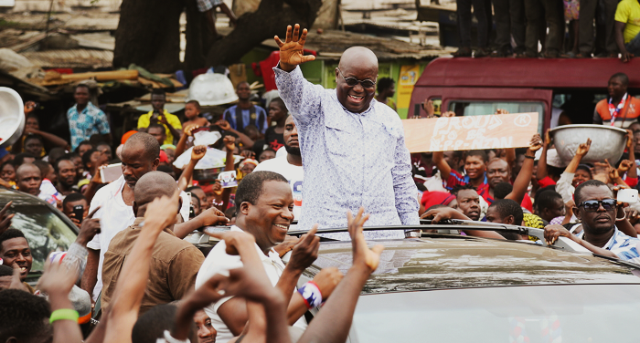  Nana Akufo-Addo acknowledging cheers from supporters during his Accra tour